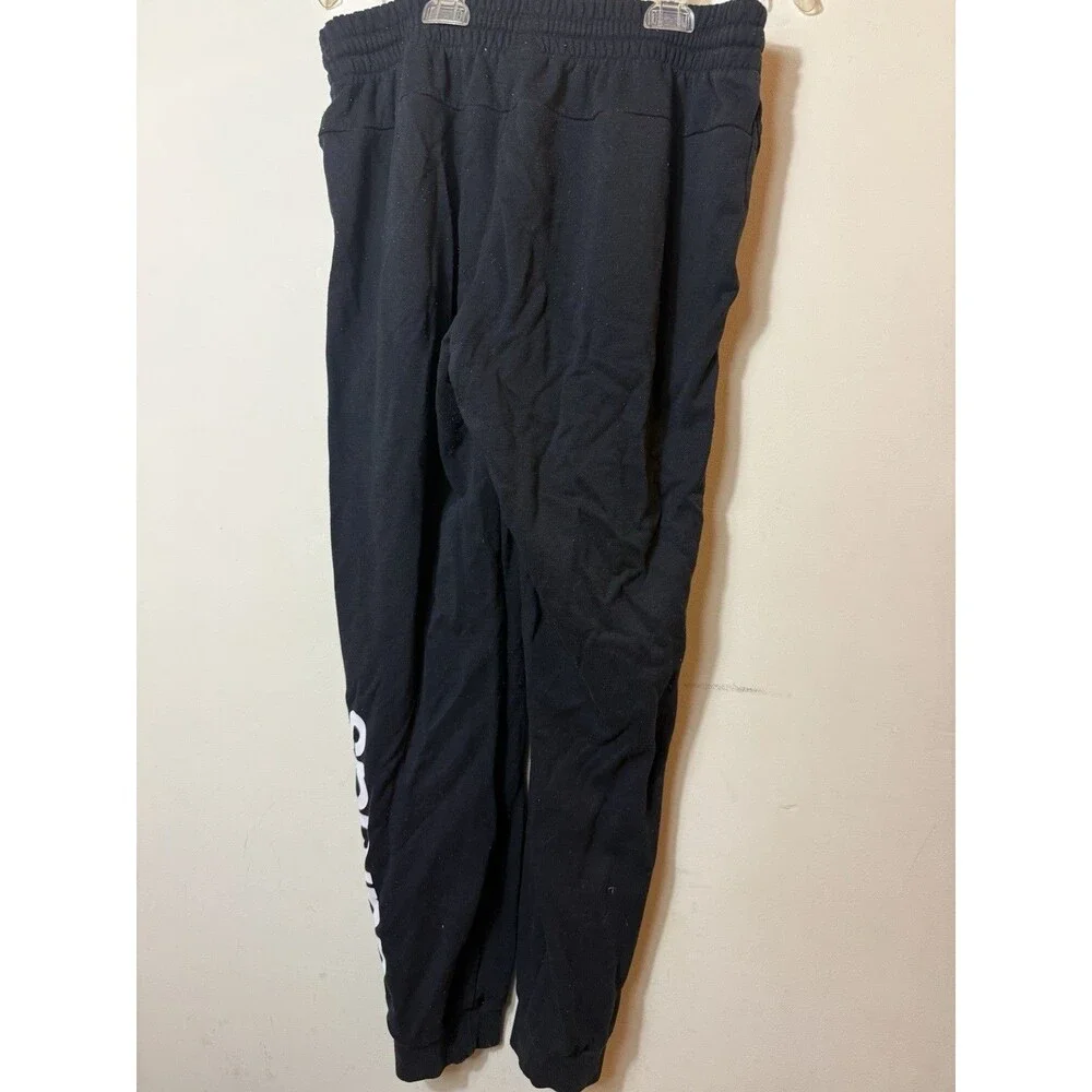 adidas Men's Black Jogger Pants L Polyester Drawstring Elastic Pockets Logo